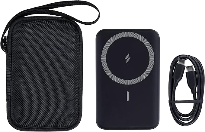 Khanka Hard Travel Case Replacement for Anker 621/622 / 633 Magnetic Battery (MagGo), 5000mAh 10000mAh Magnetic Wireless Portable Charger, Case Only (Black)