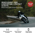 EARPEACE Moto PRO - Motorcycle Ear Plugs - Reusable Earplugs for Wind Noise Protection with High Fidelity Filter - Noise Canceling up to 24dB - Motorcycle Accessories - Includes Filter Set and Case
