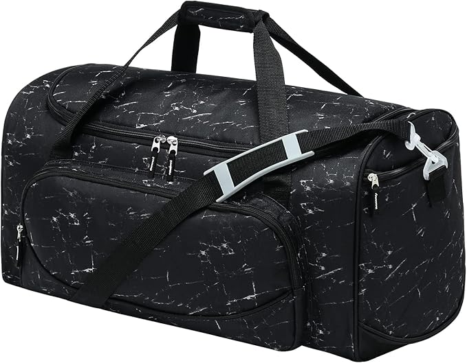 Uarition Men's Large Duffle Bag, 55L Heavy Duty Gym Bag for Sports, Workout, and Travel - Durable Duffel Gear Bag in Marble Black
