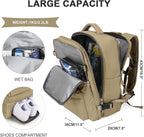 WONHOX Travel Backpack Women, Carry On Backpack for Men, Hiking Laptop Backpack Waterproof Outdoor Sports Rucksack Casual Daypack, Khaki