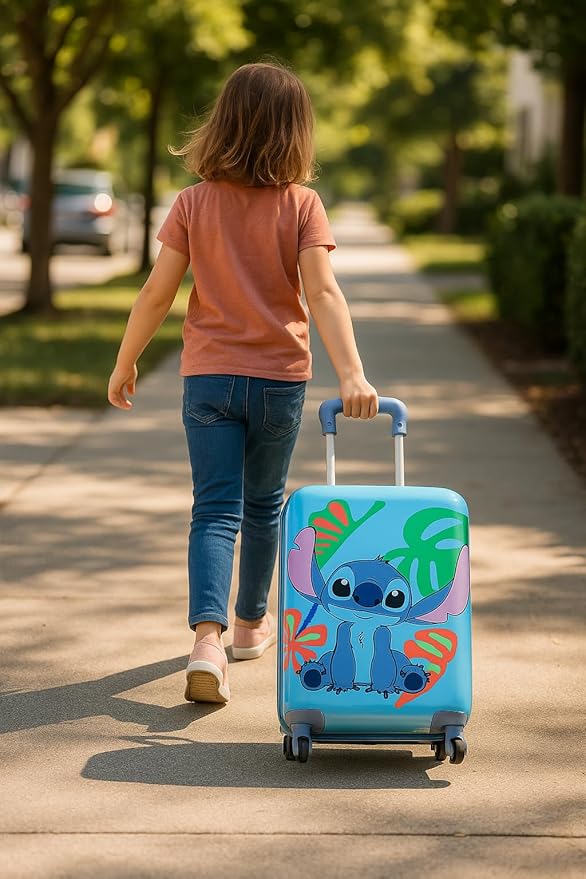 Disney Stitch 20" Hardshell Luggage - Cute & Durable Hard-side Suitcase for Travel with Spinner Wheels 20"x12"x8"