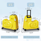 Kids Luggage, Kids Ride-on Luggage with Spinner Wheels Suitcase, Kid's Ride-On Suitcase Help Your Child Relax, Carry On Trolley Luggage with Password Lock, 20"", Yellow, QX-20