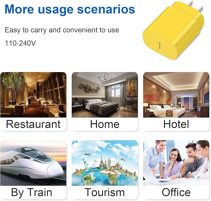 Type C Charger Fast Charging USBC Charger Block 25W Super Fast Wall Chargers for Galaxy S25 S24 S23 S22 S21/S21 Ultra/S20/S20 Ultra/Note 20 Ultra,Android Chargers(Yellow)