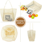 Fammart Mesh Beach Bag, Large Beach Tote with Zipper Pocket, Toys Pool Bag for Family Travel Vacation Cruise Essentials