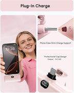 Lightweight Pink USB C Power Bank Portable Charger 5000mah with Kickstand for iPhone 17,Type-c Battery Pack Charger with Digital Display for iPhone 16/Samsung/Android phones, Pinky Gift for Her Phones