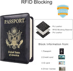 WALNEW Passport Holder for Travel, RFID Passport Cover Wallet for Women Men, PU Leather Passport Book Card Holder Case with Pen, Travelling Essentials for Flying