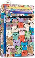 Yonlevres Cat Credit Card Holder Slim Wallet, RFID Wallet Women Front Pocket Small Card Holder, Travel Cute Funny Thin ID Window PU Leather RFID Blocking Case Organizer Gift Girls Ladies