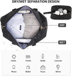 Duffle Bag for Travel, Weekender Bag with Shoe Compartment, Carry On Overnight Bag for Women with Toiletry Bag, Gym Bag with Wet Pocket, Hospital Bags for Labor and Delivery Beige