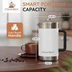 1.6L French Press Coffee Maker, 54oz Large Capacity French Press Stainless Steel Brewer with Double Filter Mesh for Kitchen Travel Camping, Hot & Cold Brew Coffee Maker Gifts (White)