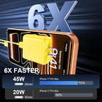 Phone 17 16 Pro Max Charger Fast Charging, 45W USB C Phone 17 16 Super Fast Charger Block with 10ft Long Type C Charging Cable Cord for i.Phone 17 Pro Max/17 Pro/17 Air/17/16/16Pro/16 ProMax-Yellow