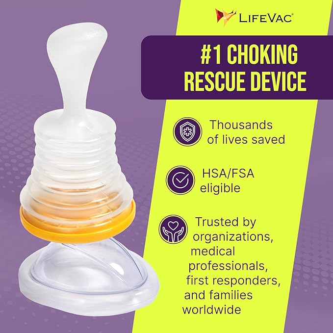 LifeVac Pink Travel Kit - Portable Suction Rescue Device, First Aid Kit for Kids and Adults, Portable Airway Suction Device for Children and Adults