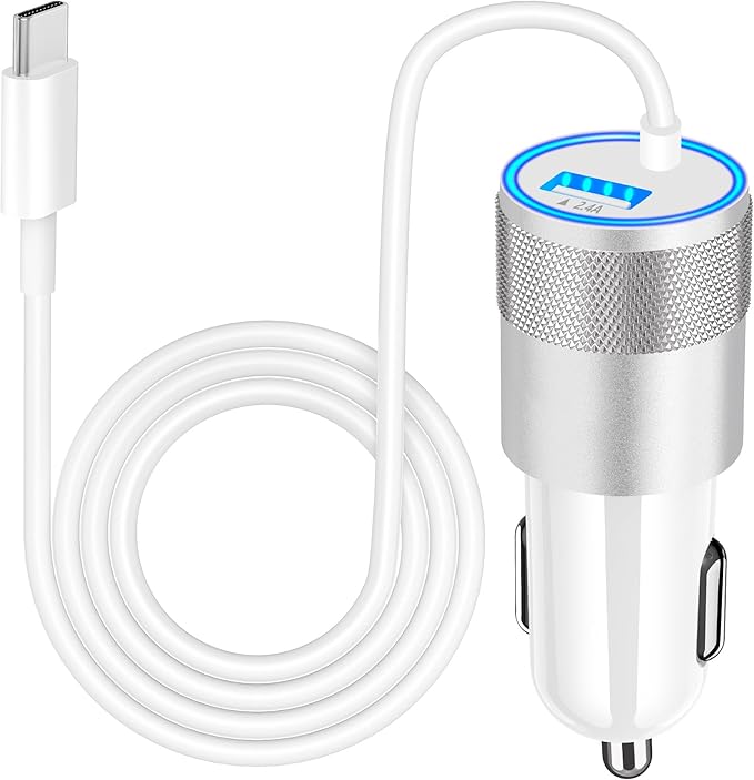 [Apple MFi Certified] Phone 16 Car Charger Fast Charging, Caiinei 4.8A USB Power Cigarette Lighter USB-C Car Carplay Fast Charger + 6FT Type-C Cable for iPhone 16 Pro/16 Plus/16 Pro Max/15/15 Pro/iPad