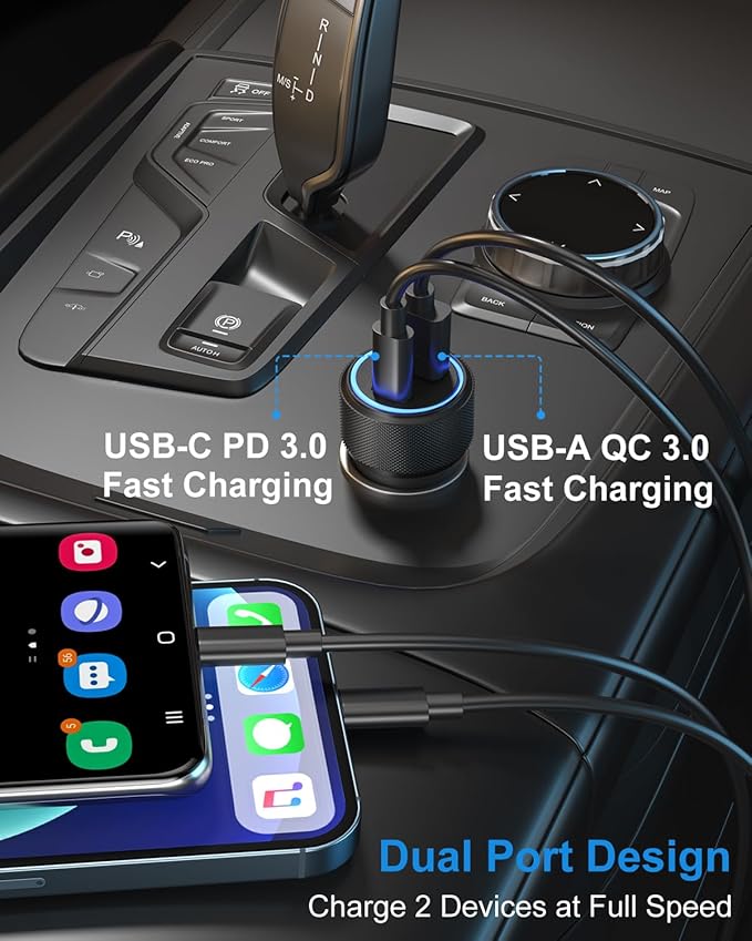 USB C Car Charger 4-Pack, OKRAY 36W Dual USB PD3.0&QC3.0 Fast Charging Phone Car Chargers 12v Cigarette Lighter Adapter Compatible for iPhone 17 16 15 14 13 12 Pro, Samsung Galaxy S25 S24 A35, Pixel 9