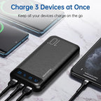 Power Bank 10000mAh Portable Charger Slim Battery Pack with 2 USB 2.4A Outputs and USB C In/Out Compatible with Huawei iPhone 16 15 14 13 12 iPad Samsung Galaxy S20 Android Tablet (Black + White)