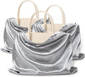 Vonty 3 Pack Silky Dust Bags for Shoes and Purses, Satin Drawstring Bag for HandBags Boots - Grey Shoe Bag Silk Dust Cover Bag Protector Travel Storage Pouch(19.6 x 15.7 In)