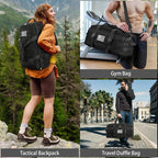 ETRONIK Gym Bags for Men Women, Carry On Luggage 22x14x9 Airline Approved, Tactical Duffle Bag with Shoe Compartment, 3 in 1 Carry on Travel Backpack with Wet Pocket, Weekender Overnight Bag, Black
