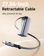 REWONDER 100W Power Bank Fast Charging 20000mAh with Built-in Retractable USB-C Cable, Portable Charger for MacBook Laptop, iPhone 17/16 Series, Samsung, TSA Approved for Air Travel