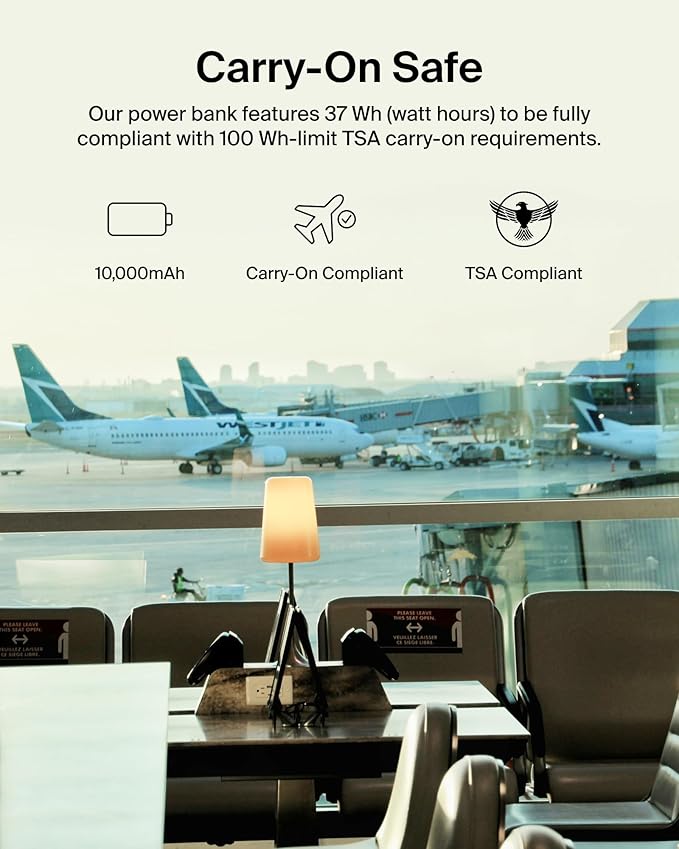 Belkin Portable Charger - 15W 3 Port Power Bank Battery Pack with 10000mAh Battery - Fast Charging for iPhone, Samsung Phone, More - USB C to A Cable Included