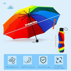 12 Pc Rainbow Umbrella Portable Tri Folded Pride Umbrella Windproof Compact Rain Parasol for Travel Beach Wedding Party