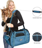 JESPET Soft-Sided Kennel Pet Carrier for Small Dogs, Cats, Puppy, Airline Approved Cat Carriers Dog Carrier Collapsible, Travel Handbag & Car Seat (Teal Blue, 19" L x 10" W x 13" H)
