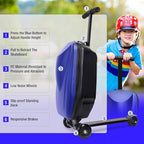 2-in-1 Ride-On Scooter Suitcase, 20” Foldable Hardshell Carry-On Luggage for Travel, Lightweight Kids Scooter Bag with Wheels