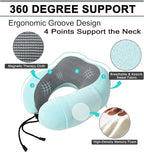 urnexttour Travel Pillow and Blanket Set Neck Pillows Soft Blankets with Sleep Mask Travel Essentials for Airplane Car Memory Foam Blue Green
