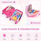 Goplus 2PC Kids Luggage, 12" & 16" Kids Carry On Luggage Set with 4 Spinner Wheels, Lightweight Rolling Spinner Suitcase for Children Toddlers Boys and Girls Travel