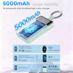 Portable Charger,5000mAh PD 20W Super Fast Charging Power Bank with Built-in Cables,Travel Keychain Battery Pack for Apple Watch Ultra/11/10/9/8/7/6/SE,iPhone 17/16/15/14/13/12 (Green)