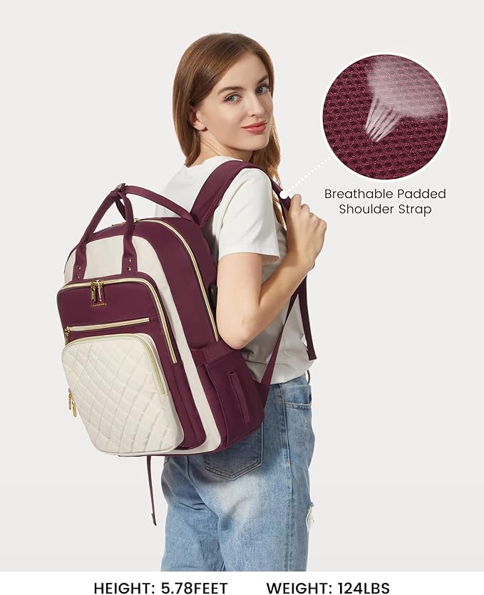LOVEVOOK Laptop Backpack for Women, Fashion Travel Work Commuter Backpack Purse with USB Port, Lightweight Casual Daypacks, Nurse Teacher College Computer Bag, Fit 15.6" Laptop