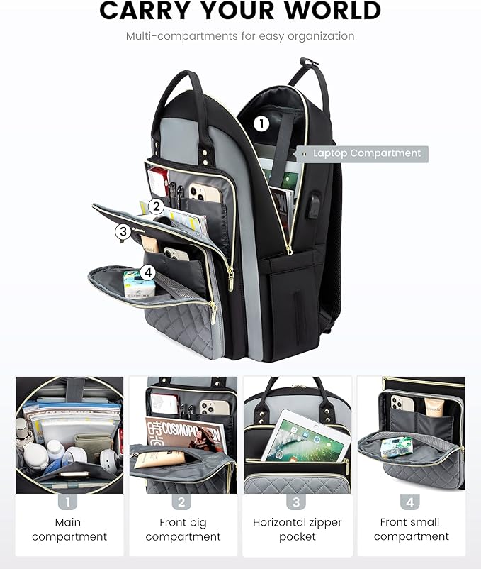 LOVEVOOK Laptop Backpack, High-Strength Tear-Resistant and Waterproof Oxford Cloth, 1.9 lbs, 30L Capacity, 17-Inch Laptop Compatible, Ergonomic Shoulder Straps, 18 Pockets