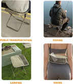 11.5" Tall Compact Collapsible Stool, Portable Folding Camp Stool with 2 Side Pockets, Lightweight Mini Folding Stool for Adults, Small Backpacking Stool for Fishing Hiking Trips
