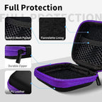 2Pack Square Earbud Case Portable EVA Carrying Case Storage Bag Cell Phone Accessories Organizer with Carabiner for Earphone, Earbud, Earpieces, SD Memory Card, Camera Chips-Purple/Green