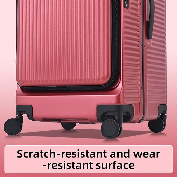 Kaleenie 2 pieces 20/29 Aluminum Frame Carry On and Checked Luggage Set with Side Opening, Lightweight Hardshell ABS+PC Trunk Suitcase with TSA Lock, 360° Universal Wheels & Adjustable Handle,Wine Red