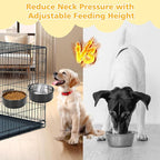 Dog Crate Water Bowl No Spill 2 Pack,Stainless Steel Dog Bowls for Food and Water, Pet Kennel Hanging Dogs Food Bowls for Medium/Large Dogs and Cats (7.1"x2.6" & 6.3"x2.6", Black)