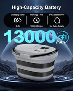 Spopal Portable Integrated Camping Shower with 20L Bucket, Temperature Measurement & Fruit Washing Mode, LED Digital Display, IPX8 Waterproof, 13000mAh Battery for Hiking, Travel, Car, Pet