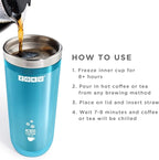 Zoku Instant Iced Coffee Maker, Reusable Beverage Chiller Cools Hot Beverages in Minutes Without Dilution, Portable 11-ounce Tumbler With Spill-resistant Lid and Straw, Teal