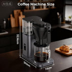 Kismile 8 Cup Drip Coffee Maker Machine, Pour Over Coffee Brew with 3s Instant Heat 197-205℉, Removable Water Tank, Adjustable Flow Control, Deep Cold Brew & Keep Warm 40 Min (starrygray)