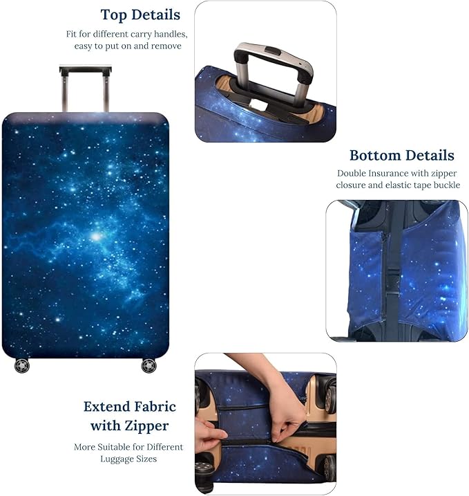 Luggage Cover, Protective Washable Suitcase Cover - Travel Elastic Spandex Suitcase Protector Fits 22 to 24 Inch Galaxy