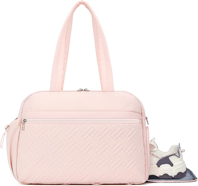 SYTRAH Gym Bag for Women, Lightweight Workout Duffle Bag with Shoe & Wet Separation for Gym, Yoga, Travel & Overnight, Stylish Sports Bag with Adjustable Shoulder Strap Pink