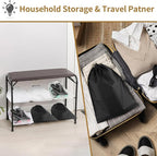 50 Pack Shoe Bags for Travel, 15.7" x 11.8" Black Travel Shoe Bags for Packing, Large Waterproof Portable Drawstring Travel Shoe Storage Bag Travel Essentials Women for and Men