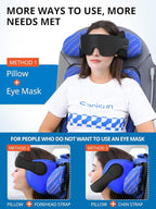 SARISUN Travel Pillows for Airplanes with Sleep Eye Mask, Chin Strap, Airplane Pillow for Long Flights, Car Road Trip, 360° Support Headrest, Travel Essentials Stop Bobblehead, Mottled Blue