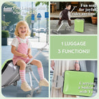 Apelila 3-in-1 Ride-On Suitcase with Detachable Heavy-Duty Cart | 20” Carry-On for Kids Converts to Stroller & Folding Utility Wagon | 80kg Load Capacity, Airline Approved