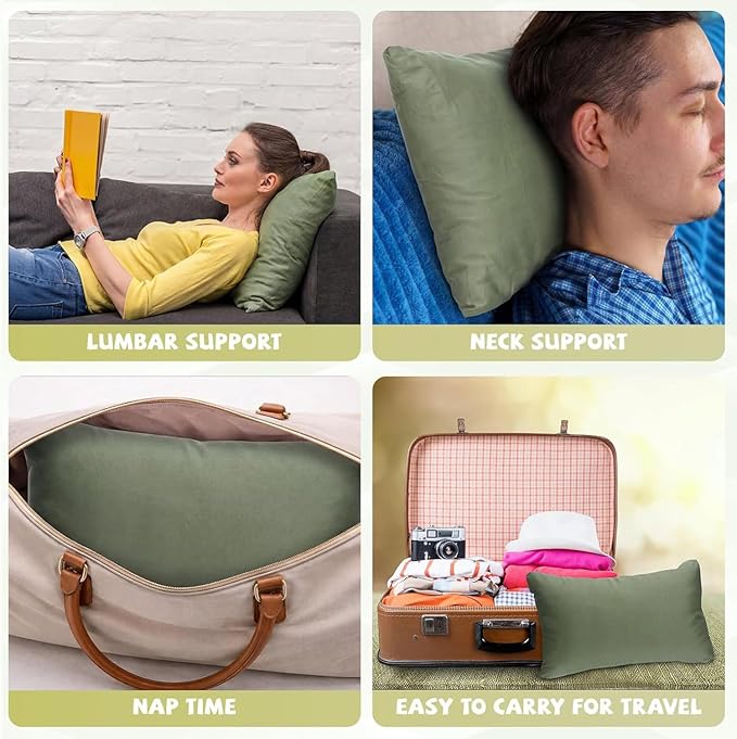 Kigley 12 Pack Mini Pillows for Daycare 9.1 x 13.8'' Small Travel Pillow Bulk Soft Breathable Cotton Pillow for Nap Travel Pet Neck Lumbar Purse Insert (Olive Green)