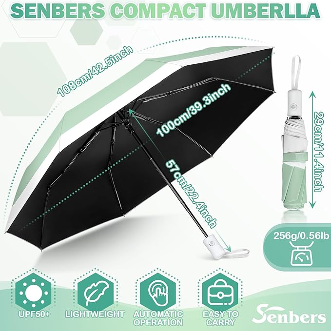 Windproof Travel Umbrella, Collapsible Umbrella Automatic Open Close Auto Small Compact Portable for Rain Sun Adult Women