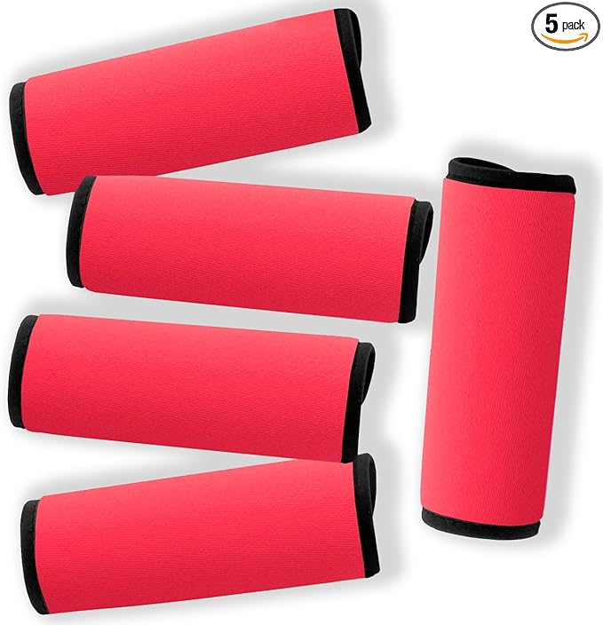 Neoprene Luggage Handle Wraps for Traveling Bright Color Luggage Tags|Handle Wraps|Handle Covers (Tomato)