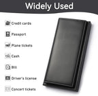 Leather Passport Holder for Travel with AirTag Holder, RFID Blocking Passport Wallet with Card Slots for Men & Women (Black)