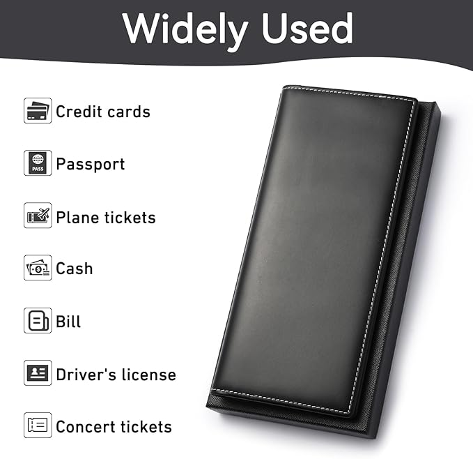Leather Passport Holder for Travel with AirTag Holder, RFID Blocking Passport Wallet with Card Slots for Men & Women (Black)