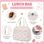 PIG PIG GIRL Corduroy Backpack 3PCS Kids Backpack for Girls School Bags for Middle School Students Book Bag for Elementary Primary Kawaii Ita Backpack with Lunch Box Pencil Case Set, Beige Strawberry