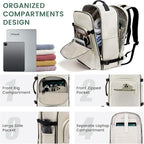 LOVEVOOK 40L Large Travel Backpack for Women Men, 17 Inch Carry on Backpack for Traveling on Airplane, Personal Item Travel Bag Airline Approved, Business Causal Weekender Backpack, Beige-Black