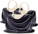 Vonty 3 Pack Silky Dust Bags for Shoes and Purses, Satin Drawstring Bag for HandBags Boots - Black Shoe Bag Silk Dust Cover Bag Protector Travel Storage Pouch(23.6 x 19.6 In)